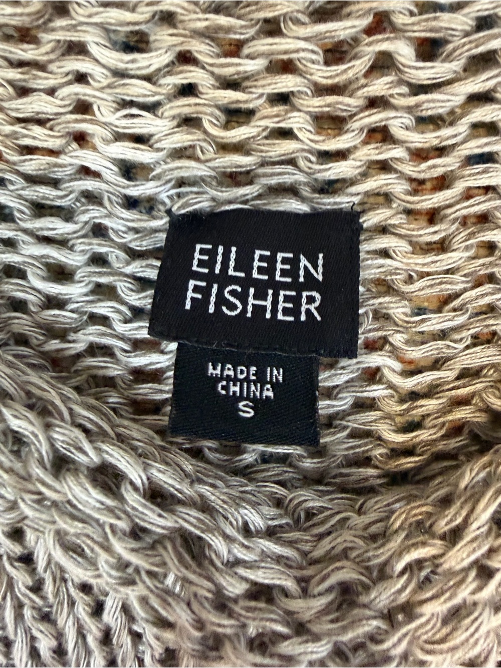 Eileen Fisher 100% Linen Gray Chunky Knit Sleeveless Cowl Sweater Top S - Picture 8 of 9